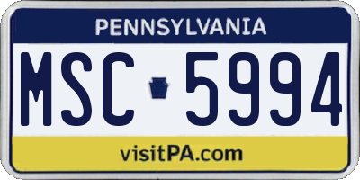 PA license plate MSC5994