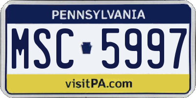 PA license plate MSC5997