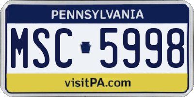 PA license plate MSC5998