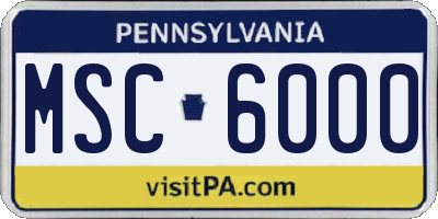PA license plate MSC6000