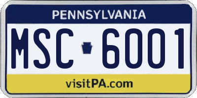 PA license plate MSC6001