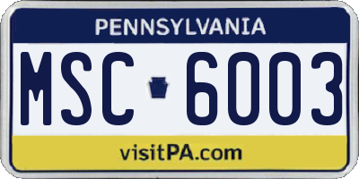 PA license plate MSC6003