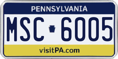 PA license plate MSC6005