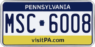 PA license plate MSC6008