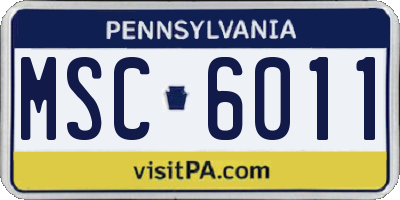 PA license plate MSC6011
