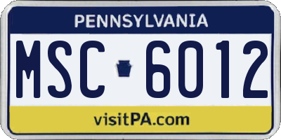 PA license plate MSC6012