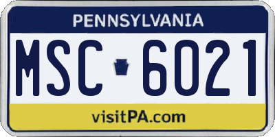 PA license plate MSC6021