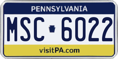 PA license plate MSC6022