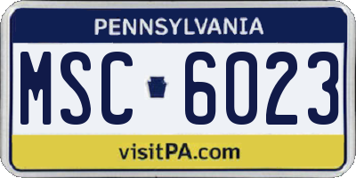 PA license plate MSC6023