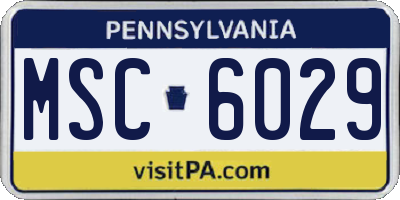 PA license plate MSC6029