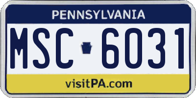 PA license plate MSC6031