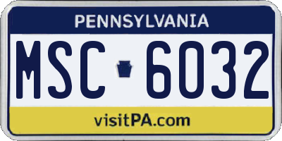 PA license plate MSC6032