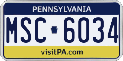 PA license plate MSC6034