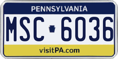 PA license plate MSC6036