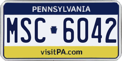 PA license plate MSC6042
