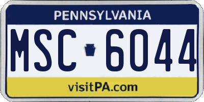 PA license plate MSC6044