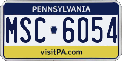 PA license plate MSC6054