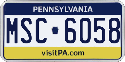 PA license plate MSC6058