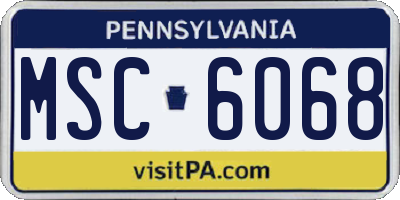 PA license plate MSC6068