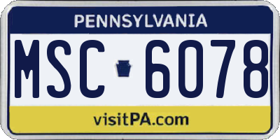 PA license plate MSC6078