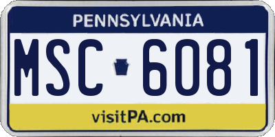 PA license plate MSC6081
