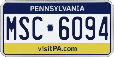 PA license plate MSC6094