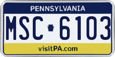 PA license plate MSC6103