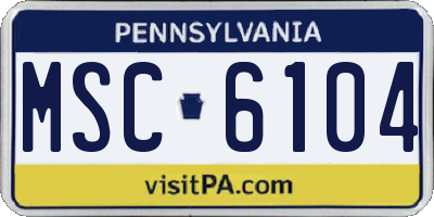 PA license plate MSC6104