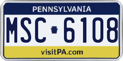 PA license plate MSC6108