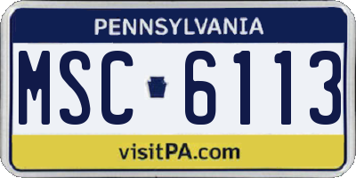 PA license plate MSC6113