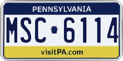 PA license plate MSC6114