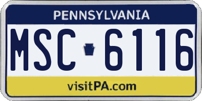 PA license plate MSC6116