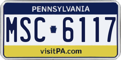 PA license plate MSC6117