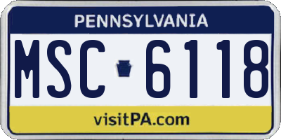 PA license plate MSC6118