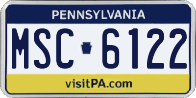 PA license plate MSC6122