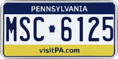 PA license plate MSC6125