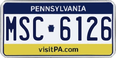PA license plate MSC6126