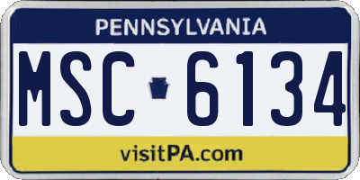 PA license plate MSC6134