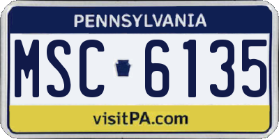 PA license plate MSC6135