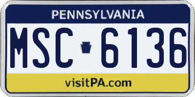 PA license plate MSC6136