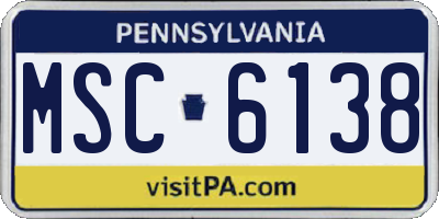 PA license plate MSC6138