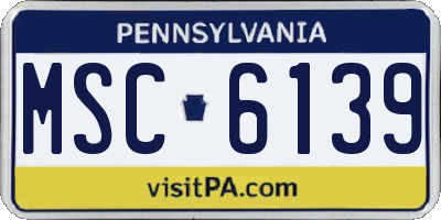 PA license plate MSC6139