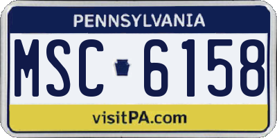 PA license plate MSC6158