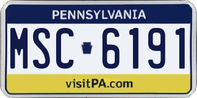 PA license plate MSC6191