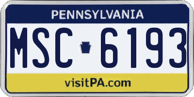 PA license plate MSC6193