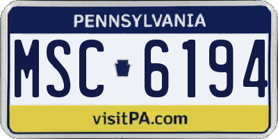 PA license plate MSC6194