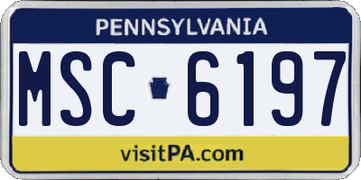 PA license plate MSC6197