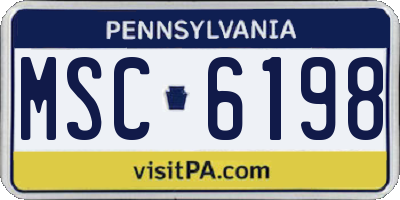PA license plate MSC6198