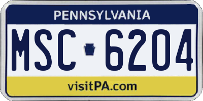 PA license plate MSC6204