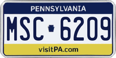 PA license plate MSC6209